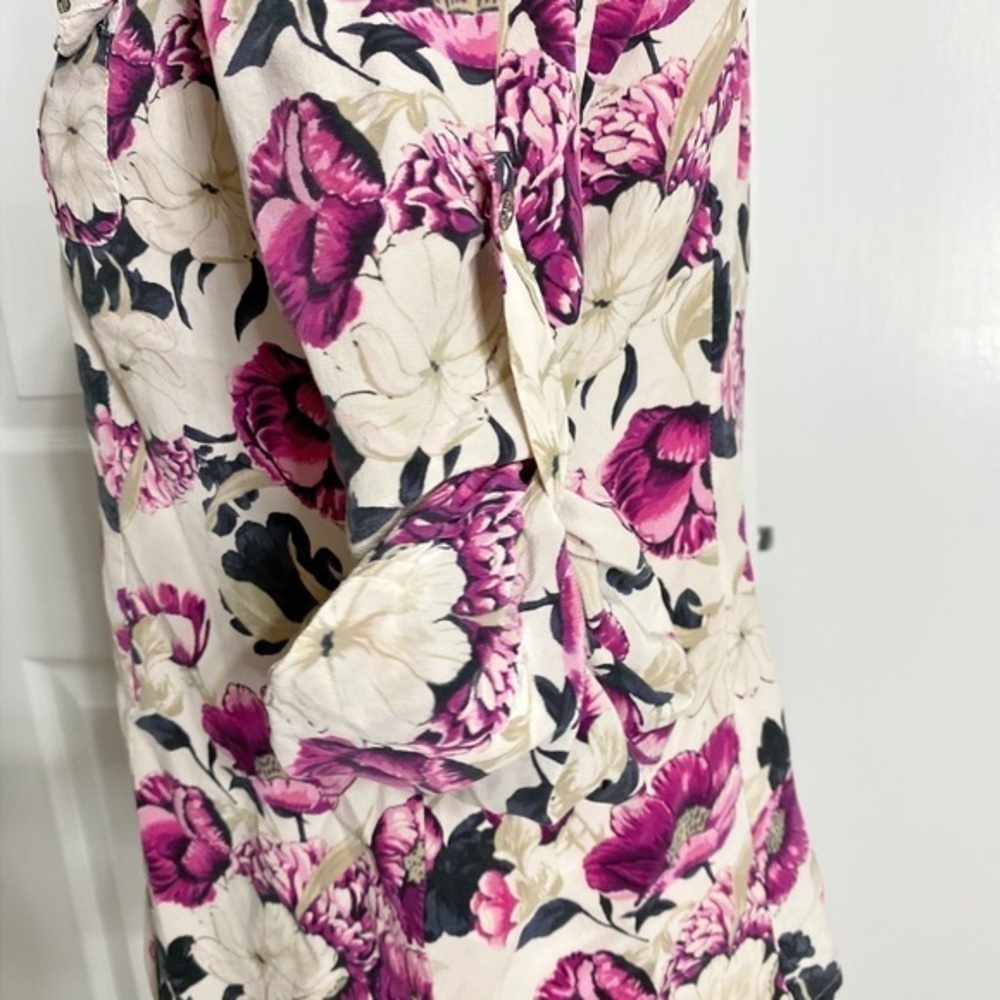 White House Black Market Pink Silk Floral Blouse - Picture 5 of 10